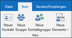 Wählen Sie Neuer Kontakt aus, um einen neuen Kontakt zu erstellen.
