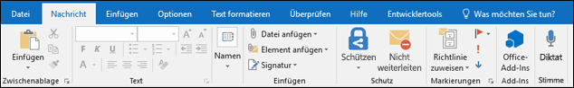 Wählen Sie im Menü „Nachricht“ die Option „Signatur“ aus.