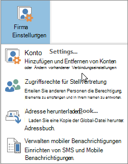 Verfügbare Optionen, wenn Sie in Outlook 