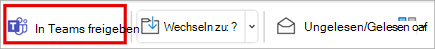 Freigeben für Teams auf dem Symbolleistenmenüband im klassischen Outlook.