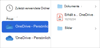 Wählen Sie das Cloudspeicherkonto aus, um nach Dateien zu suchen, die Sie an Ihre E-Mail anfügen möchten.