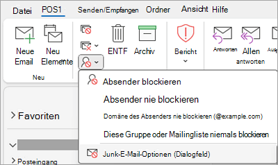 Screenshot: Dropdownliste 