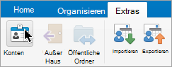 Schaltfläche „Konten“ im Menü „Extras“