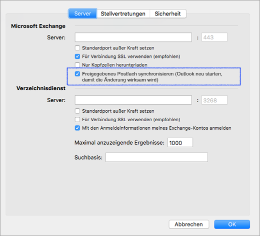 Synchronisieren eines freigegebenen Postfachs