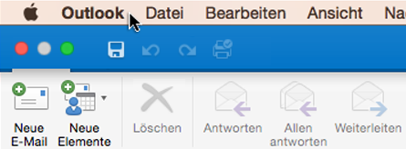 Um festzustellen, über welche Outlook-Version Sie verfügen, wählen Sie auf der Menüleiste 