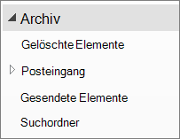 Erweitern Sie die Archivdatei im Navigationsbereich, damit die zugehörigen Unterordner angezeigt werden.