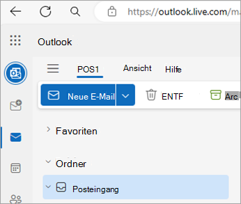 Screenshot mit Outlook.com Startseite