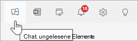 Screenshot der Outlook-Kopfzeile mit ausgewähltem Teams-Chat