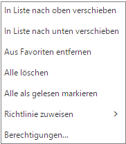 Screenshot des Kontextmenüs, das angezeigt wird, wenn Sie mit der rechten Maustaste auf den E-Mail-Posteingang klicken.
