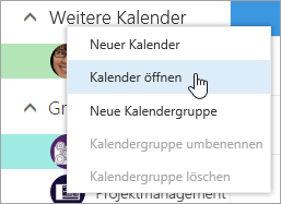 Screenshot des Kontextmenüs 