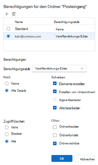 Berechtigungen für Ordner