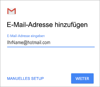 Hinzufügen Ihrer E-Mail-Adresse