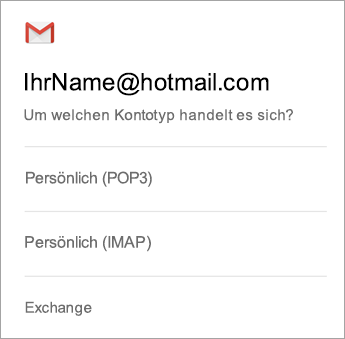 Wählen Sie Exchange aus.