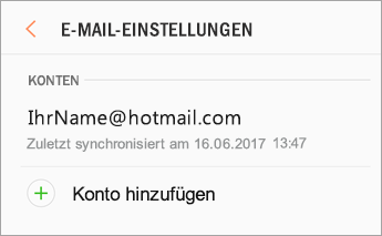 Einstellungen > Konto hinzufügen