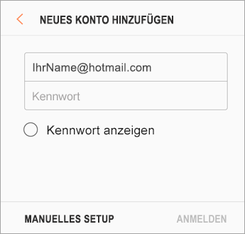 E-Mail-Adresse und Kennwort