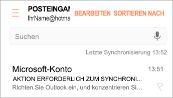 Öffnen Sie die E-Mail mit dem Hinweis Aktion erforderlich