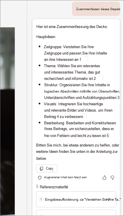 Screenshot: Zusammenfassung dieses Foliensatz-Features mit Zitaten