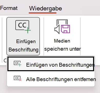 Einfügen von Untertiteln für ein Video in PowerPoint.