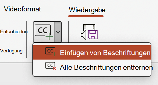 Einfügen von Untertiteln für ein Video in PowerPoint.
