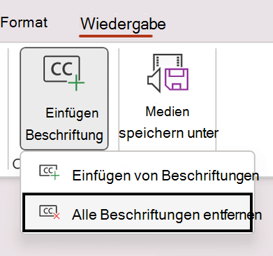 Entfernen Sie alle Untertitel für ein Video in PowerPoint.