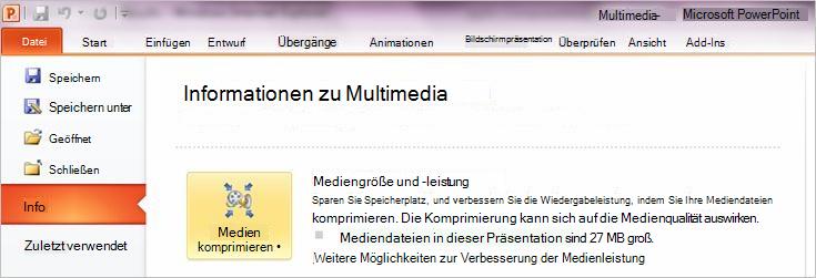 Klicken Sie auf 'Medien komprimieren'.