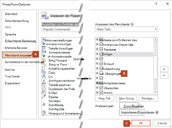 Die Registerkarte 