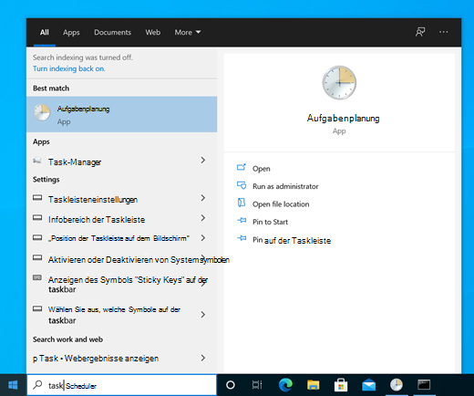 Suchen nach der Taskplaner-App.