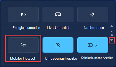 So finden Sie die schnelle Aktion des mobilen Hotspots in Windows 11 Schnelleinstellungen.