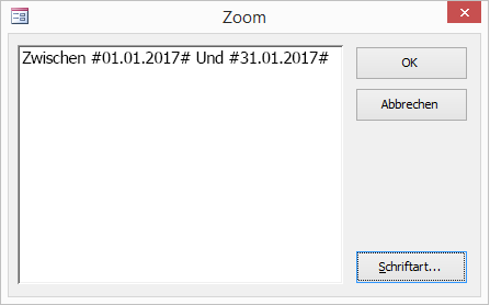 Ausdruck im Dialogfeld „Zoom“.