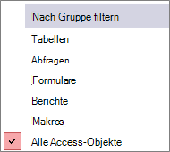 Navigationsbereich Nach Gruppenmenü filtern