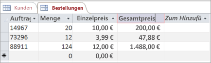 Benennen eines Felds in einer Access-Tabelle