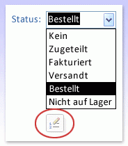 Kombinationsfeld mit der Schaltfläche 'Listenelemente bearbeiten'