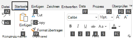 Wichtige Tipps, die im Menüband für Visio unter Windows angezeigt werden.