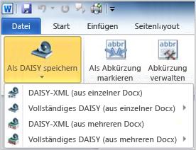 Dropdownmenü der Schaltfläche 'Als Daisy speichern'