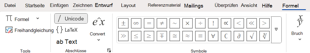 Unicode-Konvertierungsmodus in einem Word-Dokument.