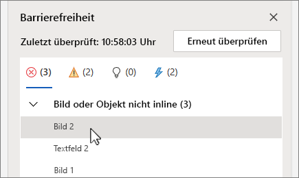 Auswählen eines Fehlerelements