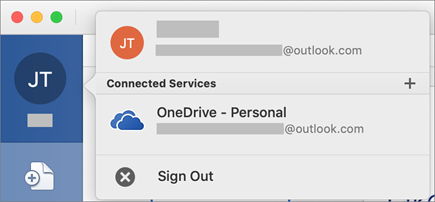 Zeigt die Option zum Abmelden in der Backstage-Ansicht unter Office für Mac an.