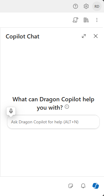 Screenshot von Copilot Chat, geöffnet.