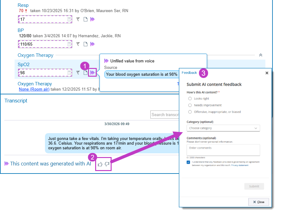 Feedback vom Schnellinfo-Bildschirm.