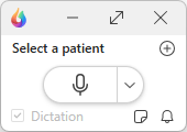 Screenshot von Dragon Copilot in der kompakten Ansicht und nicht in einer Patientensitzung.