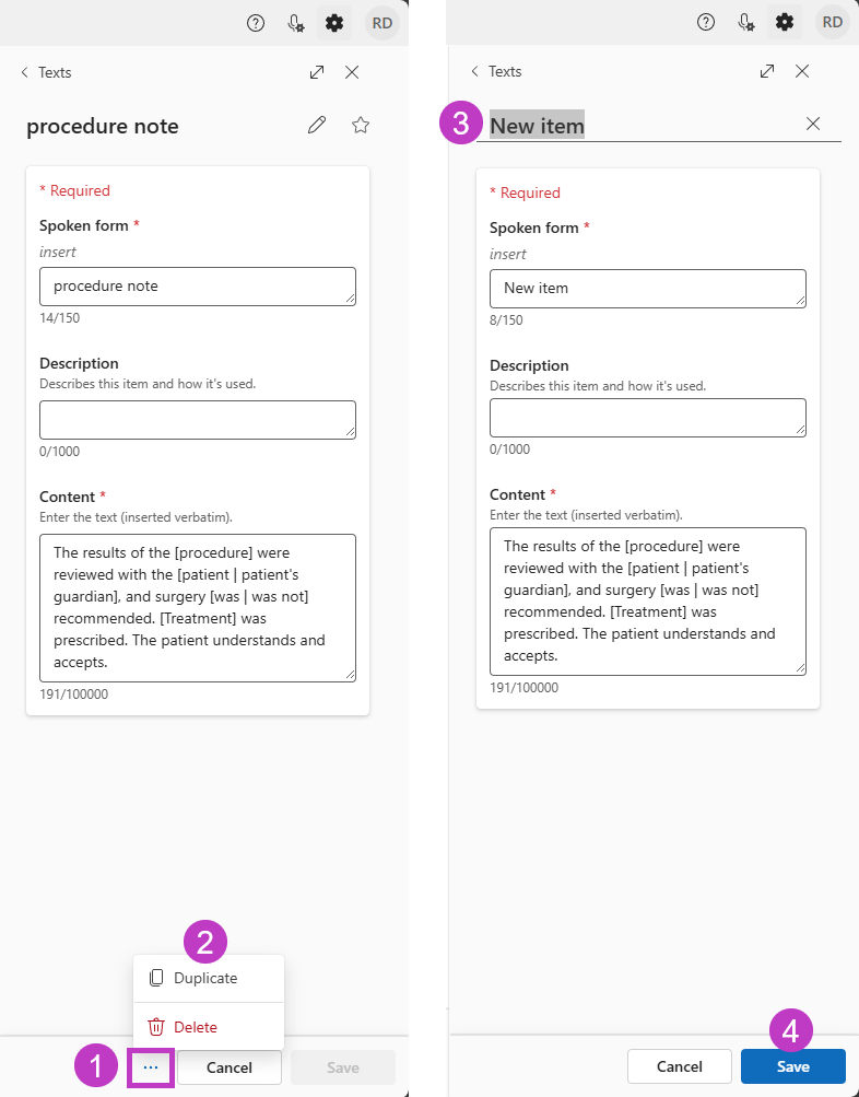 Hervorgehobene Schritte zum Duplizieren von Bibliothekselementen