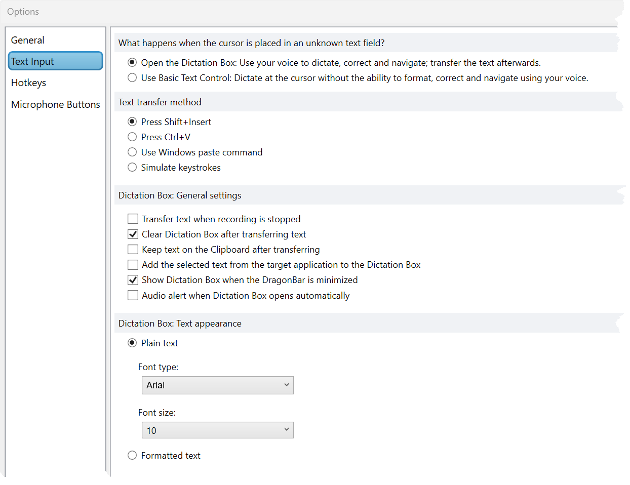 Optionen > Texteingabebildschirm