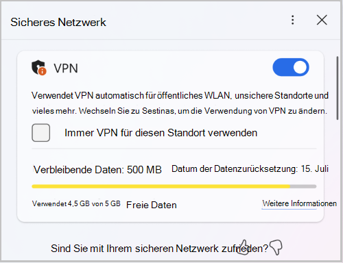 Screenshot: Datenlimit für sichere Edge-Netzwerke