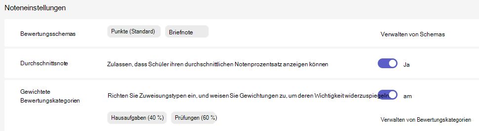 Noteneinstellungen