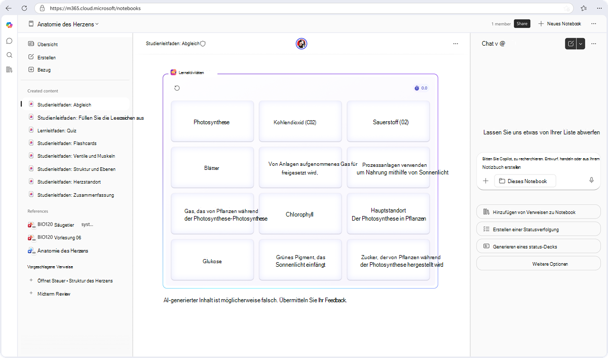 Verwenden des Copilot Notebook Study Guide | Microsoft Support