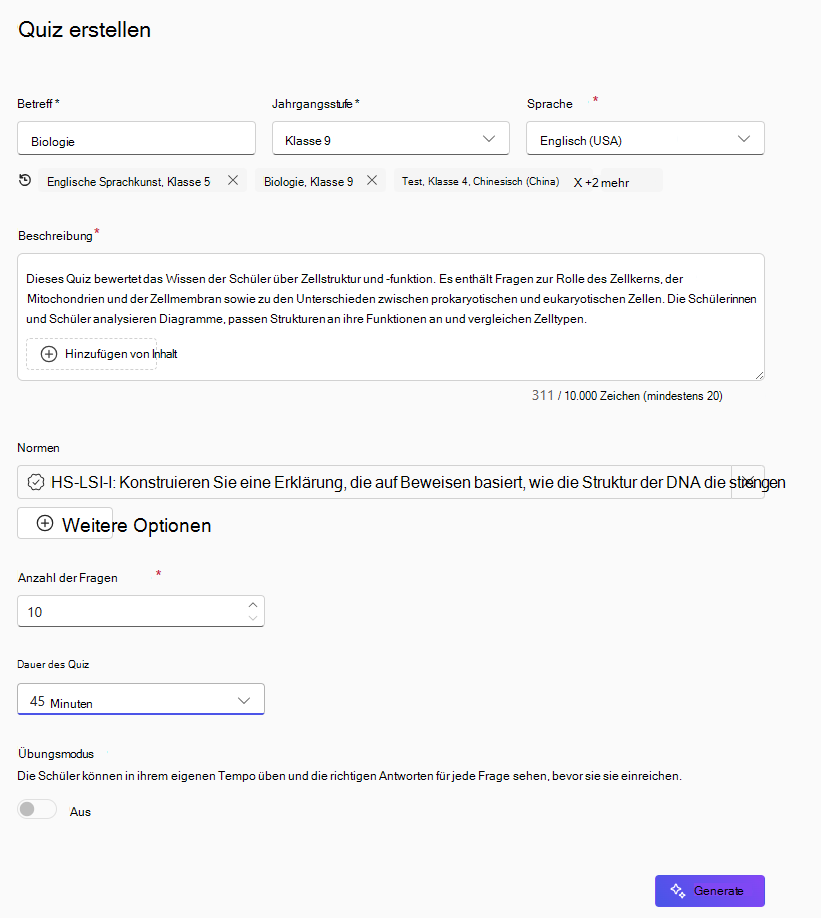 Bildschirm mit dem Titel 