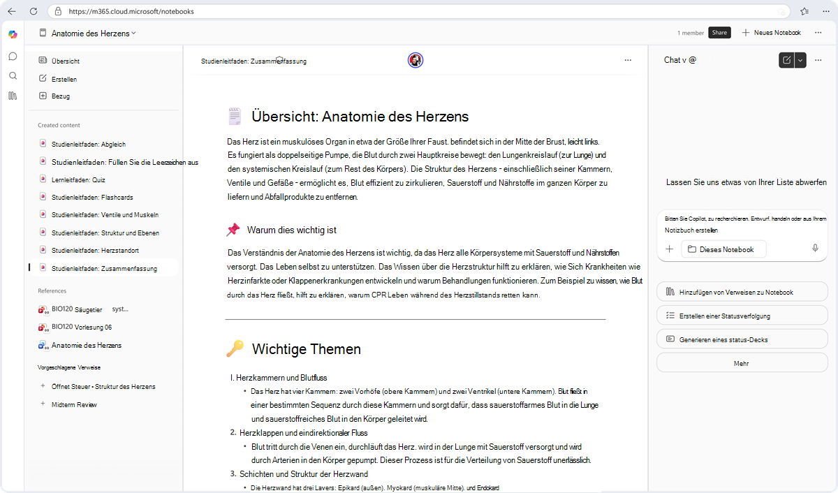 Verwenden des Copilot Notebook Study Guide | Microsoft Support
