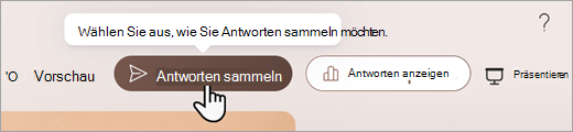 Screenshot, der zeigt, wo Sie festlegen können, wie Sie Antworten in Microsoft Forms sammeln möchten.
