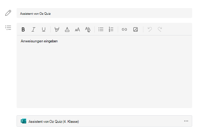Screenshot: Erstellen eines neuen Quiz