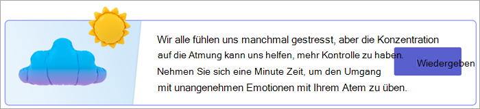 Screenshot des Einstiegspunkts für Atemübungen auf der Seite 